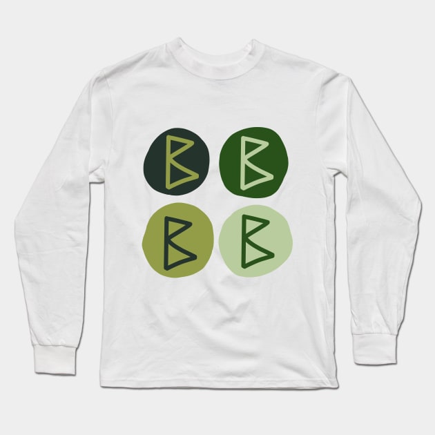 Berkana in Green (Runes and Colors) Long Sleeve T-Shirt by El Onix